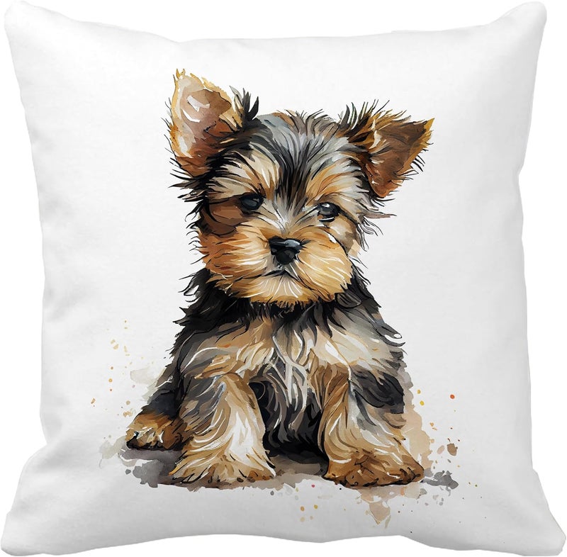 decorbox Yorkshire Yorkie Terrier 16x16 Inch Throw Pillow Cover, Haley Dog Decorative Cushion Case, Home Room Bed Couch Spring Summer Fall Autumn Winter Halloween Christmas Decor Gift Soft Pillowcase - Image 1